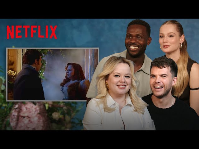The Bridgerton Cast Reacts to Season 3 Part 1 Scenes | Netflix class=