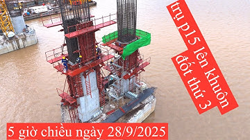cầu đại ngãi 1 trụ chính p23 hạ lòng thép cuối cùng chuẩn bị bơm bê tông 