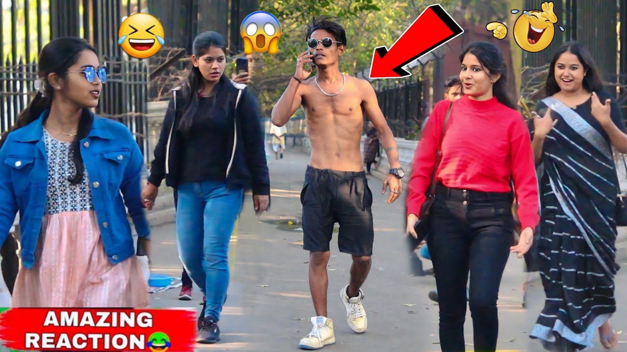 SHIRTLESS MAN WALKING IN FRONT OF GIRLS😜 | Epic Reaction😂 | Funny Pank