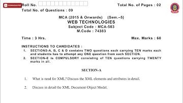 MCA 5TH SEM WEB TECHNOLOGIES MAY 2019 | PTU