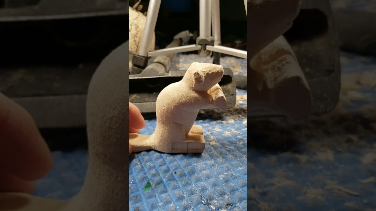 Beaver prank power carving, dremel,whittling
