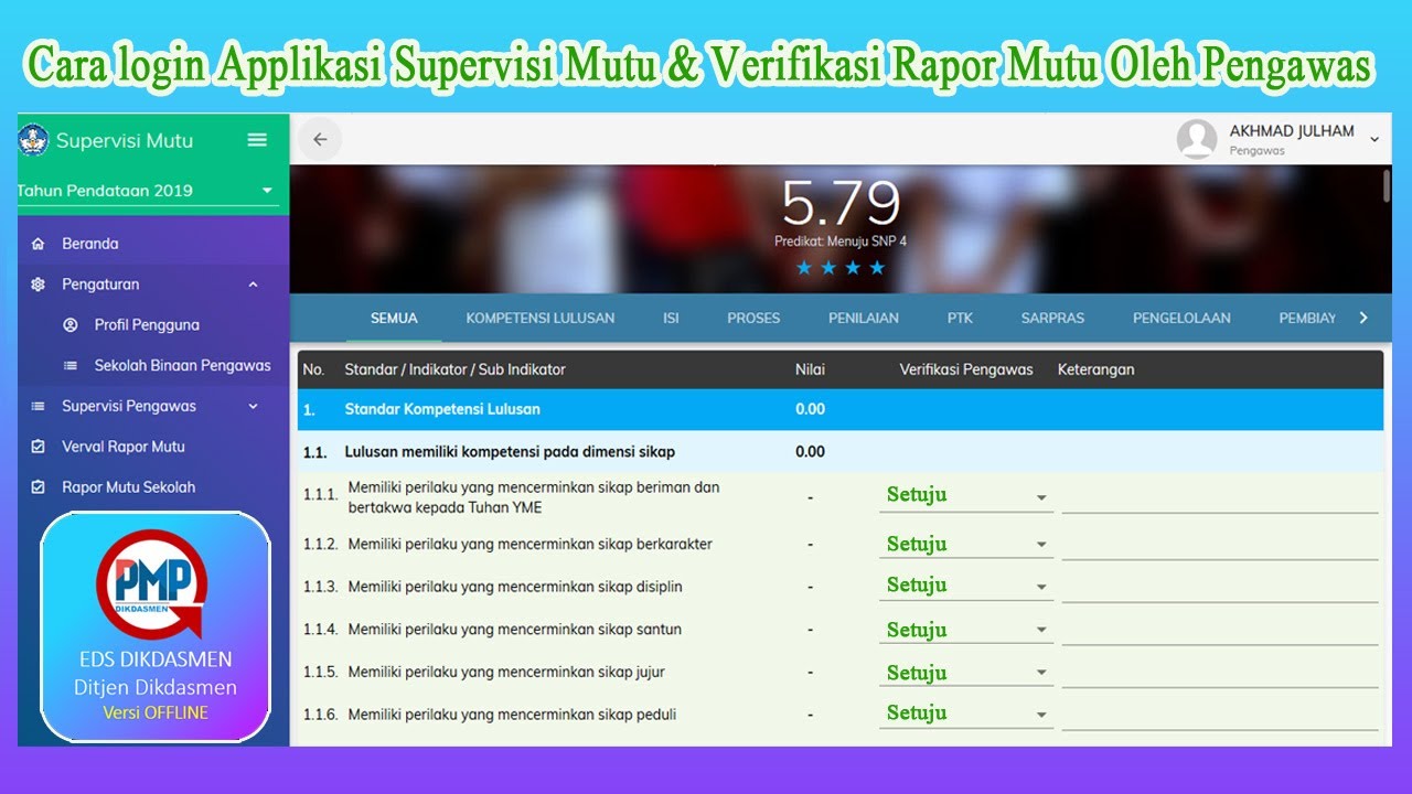 Cara Login Supervisi Mutu Dan Verifikasi Rapor Mutu Eds Dikdasmen 2019 Oleh Pengawas Sekolah Youtube