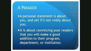 Workshop: Writing Personal Statements for Graduate and Profession School Applications