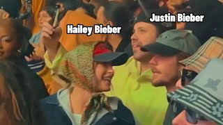 Justin Bieber and Hailey Bieber enjoying Doja Cat's concert at Coachella (April 14, 2024)