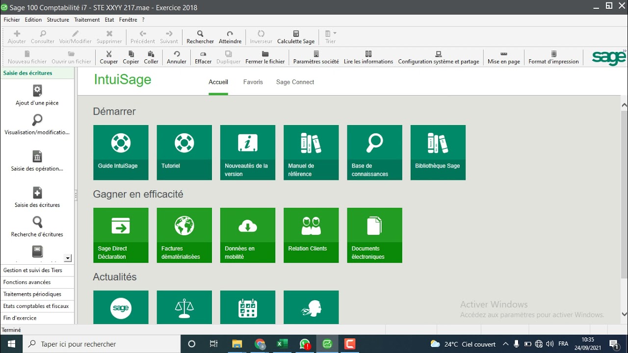 SAGE COMPTABILITE  DECLARATION TVA  REGIME ENCAISSEMENT