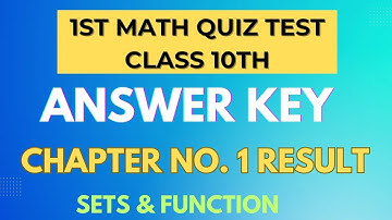 Quiz Test Answers | 10th Class Math | Sets & Functions | Mcqs | Chapter 1