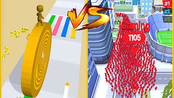 Layers Roll Vs Crowd City : Gameplay Walkthrough Part 2 - Biggest Crowd Map Control (iOS, Android)