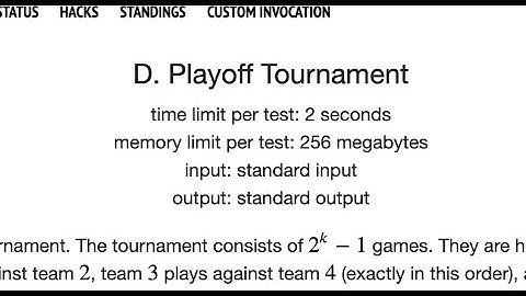 Playoff Tournament Solution (Educational Codeforces Round 110)