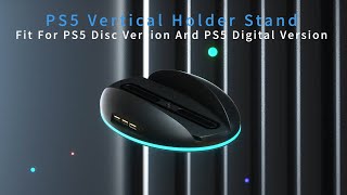 Mcbazel RGB Vertical Holder Stand with USB Hub for PS5 Console - Black