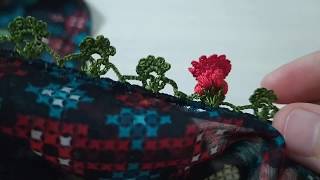 Nar Çiçeği Tığ Oyasının Yeşil Çimeninin Yapılışı