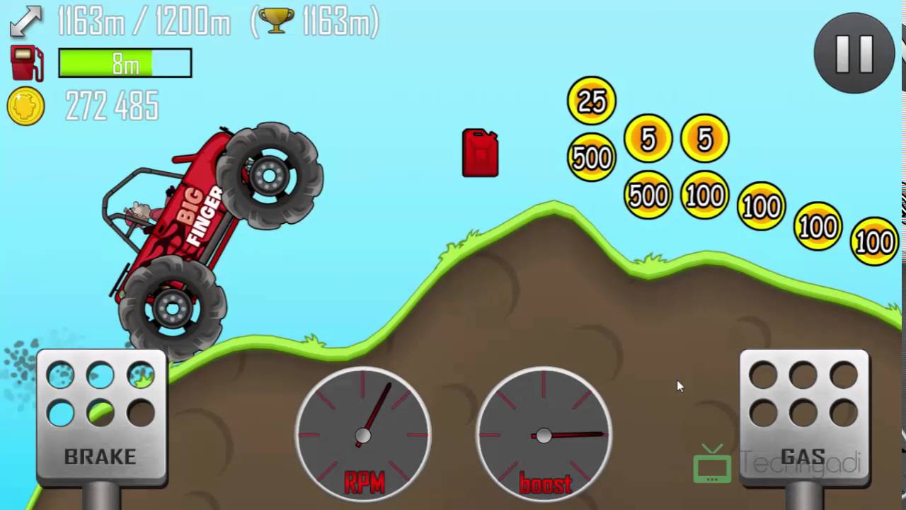 Hill Climb Racing - Highest score with Big Finger on countryside - YouTube