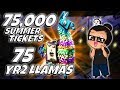 Fortnite Stw : Using 75,000 Summer Tickets - Opening 75 Year 2 Birthday Llamas