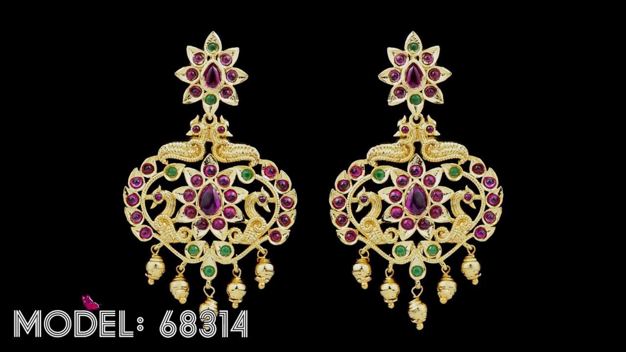 Peacock designed Ruby & Emerald CZ Earrings for women | Violet & Purple