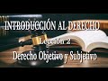 INTRODUCCIÓN AL DERECHO  LECCIÓN 2 -  DERECHO OBJETIVO Y SUBJETIVO.