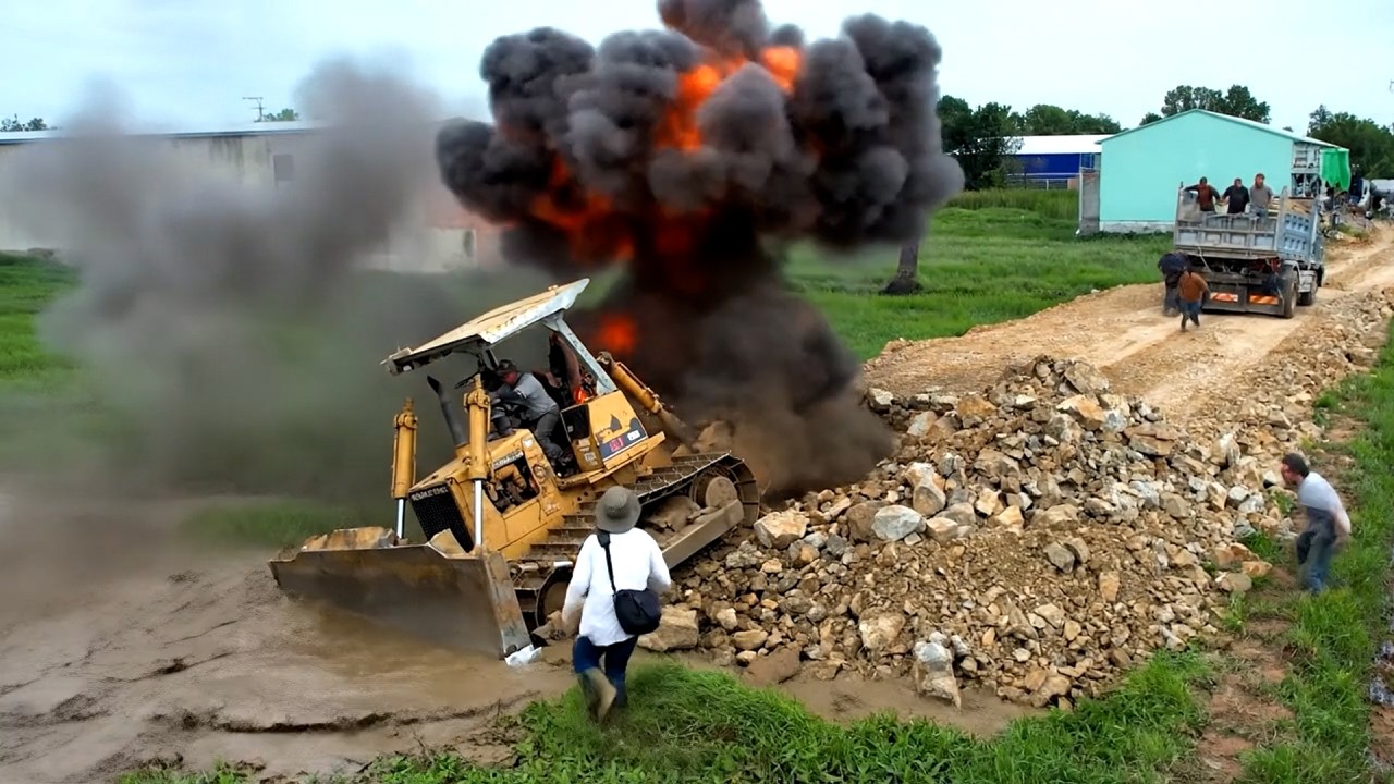 Impressive Job! Nicely Building New Road Across The Rice Field Use Mini Dozer & Dump trukcs Process