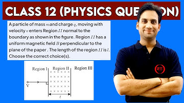 A particle of mass m and charge q, moving with velocity v enters Region II normal to the boundary as