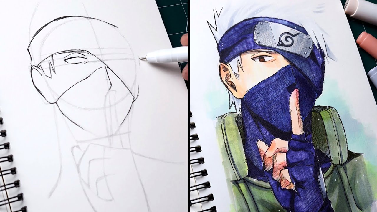 How to draw Kakashi step by step | Coloring And Sketching In Real Time ...