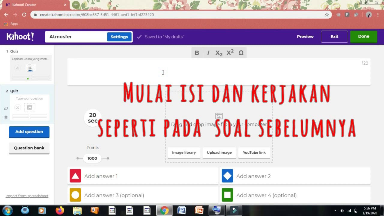 Tutorial Cara Membuat Pertanyaan Kuis Kahoot Pembelajaran On Line - YouTube