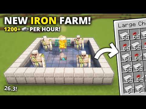 Minecraft 26.3+ Best IRON Farm Tutorial - 1200+ Per Hour