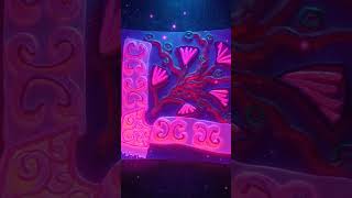 Capture the neon lights flickering through the Zen tangle pattern tile design