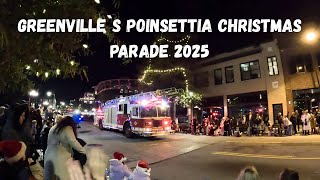 🎄 Greenville, South Carolina | Walking Tour | Poinsettia Christmas Parade 2025