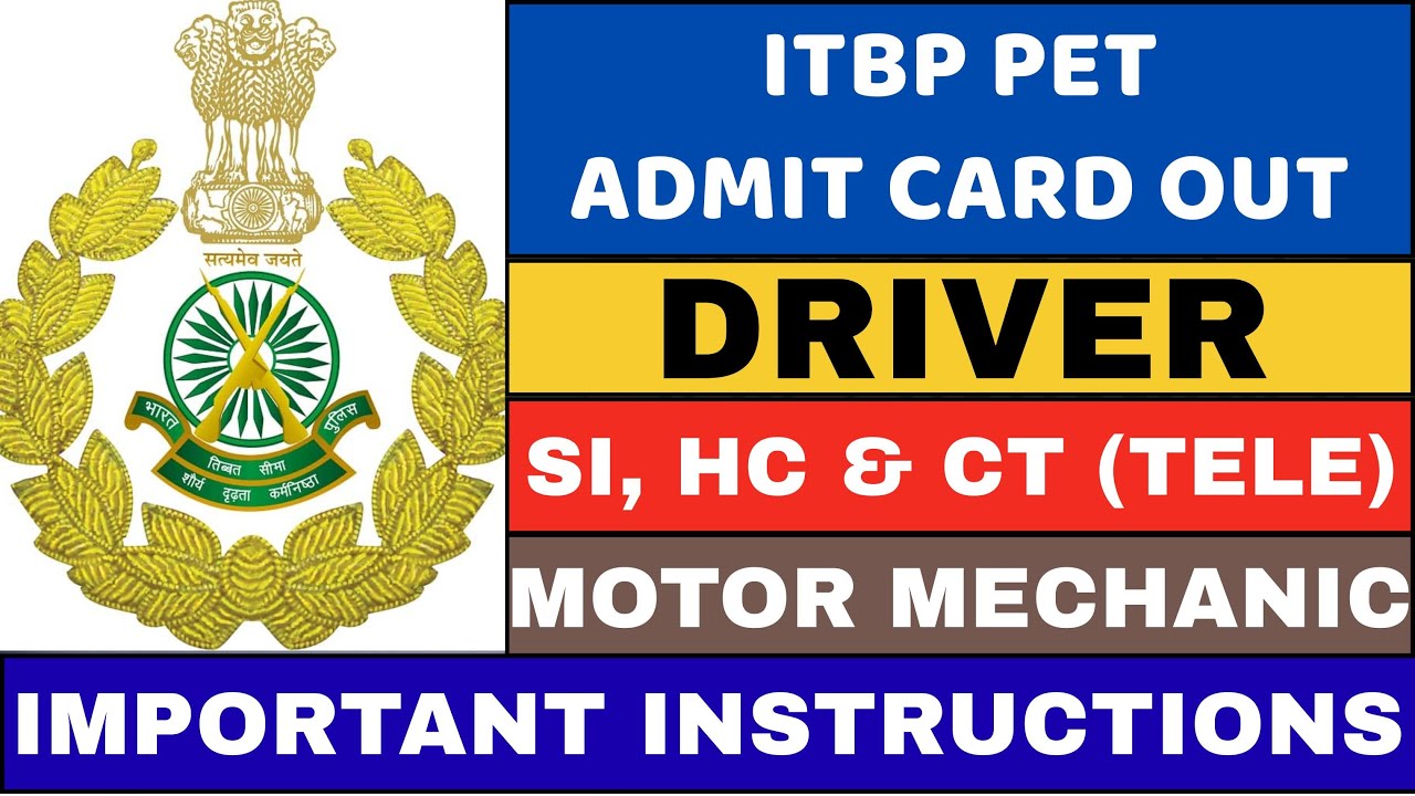 ITBP PET 🚨 ADMIT CARD OUT | SI, HC & CT (TELE), DRIVER, MOTOR MECHANIC | IMPORTANT INSTRUCTIONS