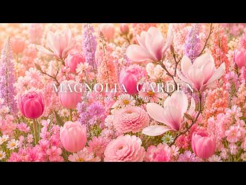 3+ Hours Magnolia Garden at Sunrise 🤍🌸 soft waltz piano for studying, reading & creative work