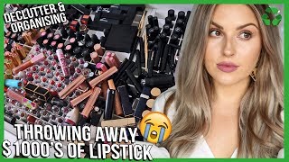 Throwing away $1000's of Lipstick... 🔪 MAKEUP COLLECTION DECLUTTER! 😏