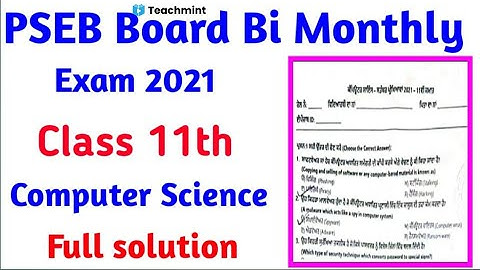 11th Computer Science real paper 16 September bi monthy exam with solution#pseb llTeachmint ll