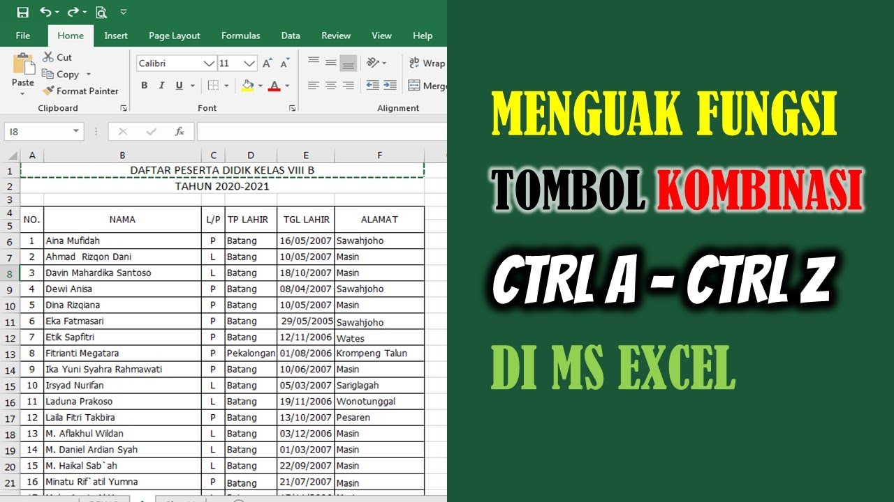 MENGUAK FUNGSI TOMBOL CTRL+A HINGGA CTRL+Z DI MS EXCEL - YouTube