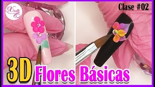 Como hacer FLORES Básicas 3D en Uñas Acrílicas o Gel  paso a paso  CURSO GRATIS de 3D #02/05