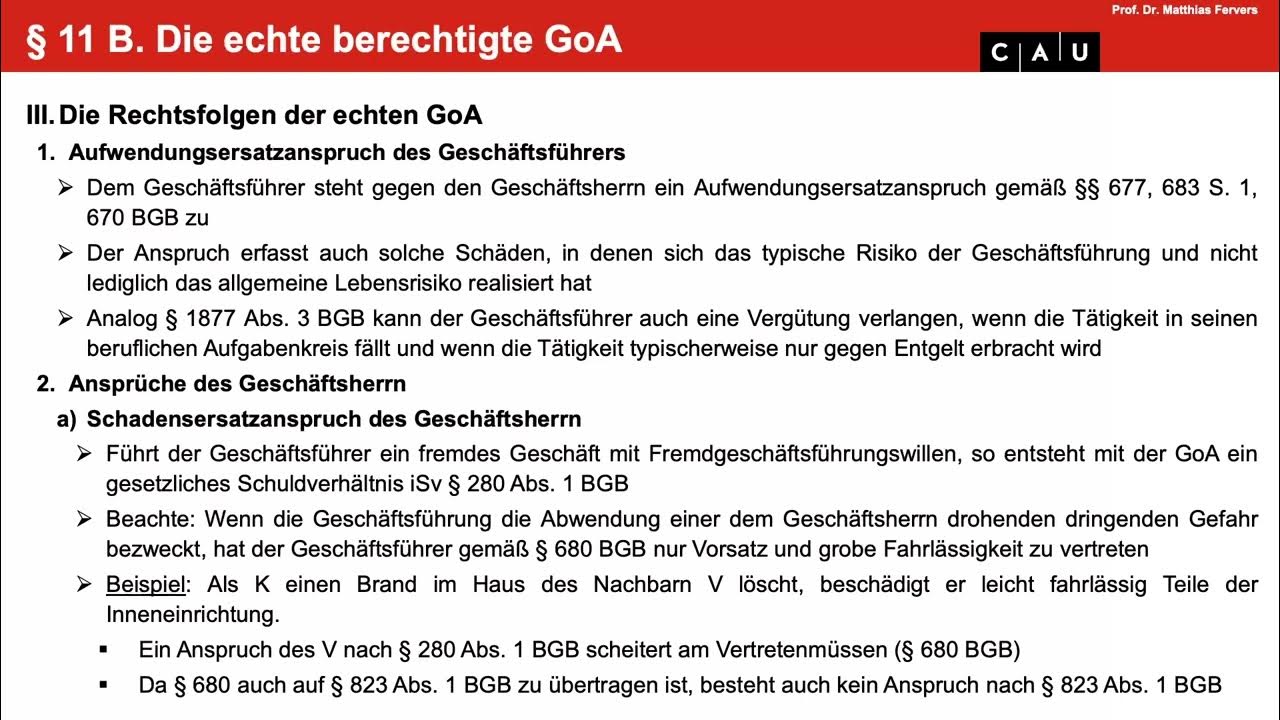 Schuldrecht BT Folge 25 (Geschäftsführung ohne Auftrag Unberechtigte