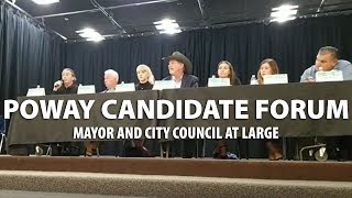 Poway Candidate Forum Mayor City Council at large