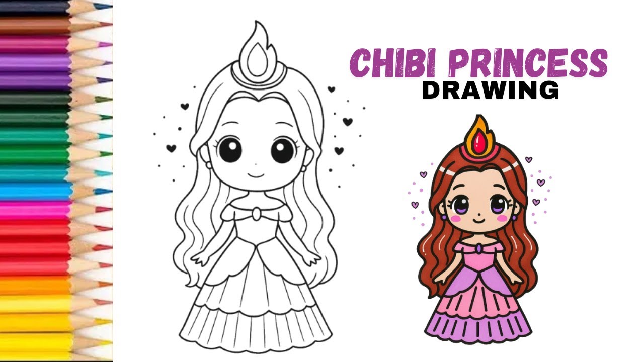 How to Draw a Chibi Princess 👸 | Cute & Easy Drawing for Kids and Beginners