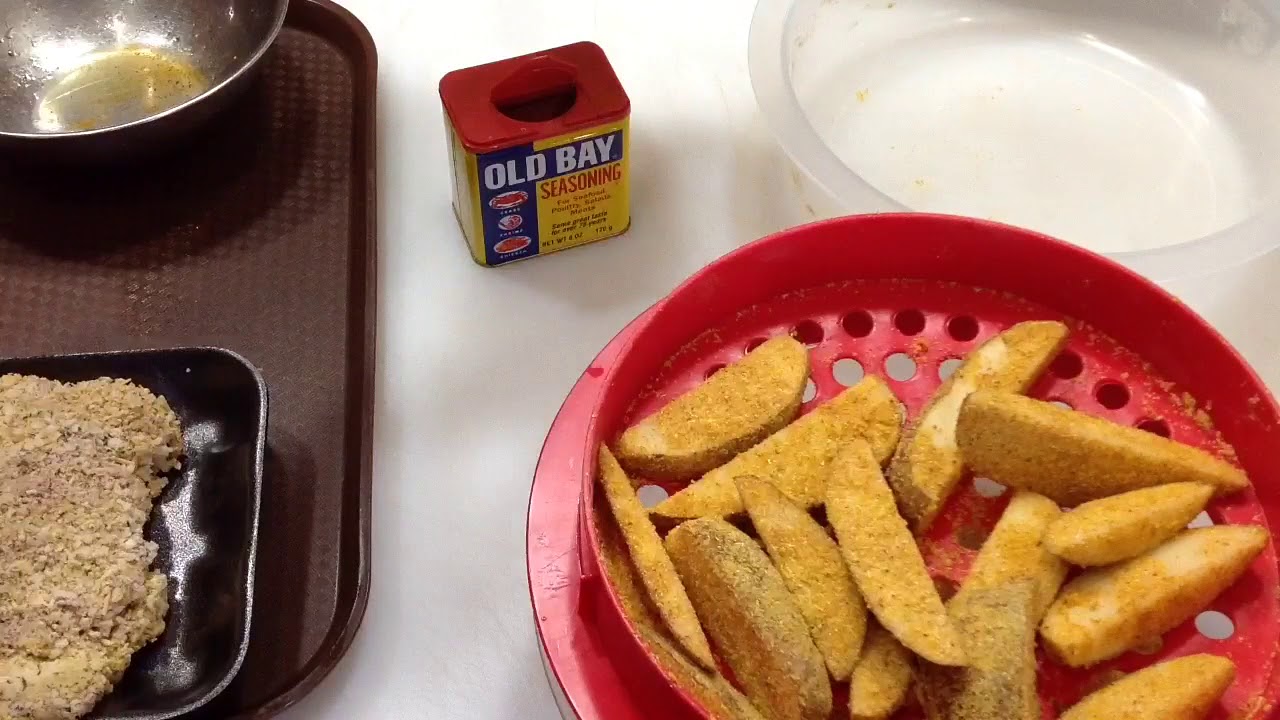 Breaded Potato Wedges and Breaded Pork Sirloin on the Modified Rec Tec