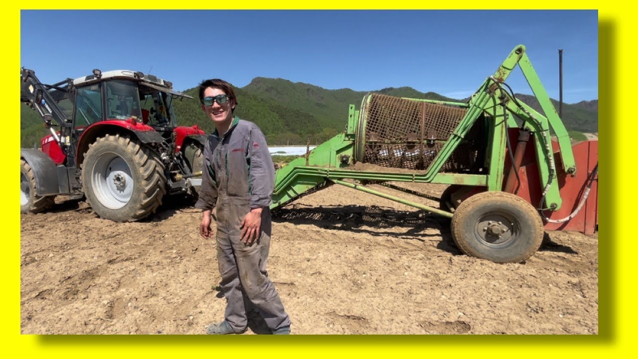 石拾い大型トラクターストーンピッカー…【こんな機械があるのだぁ！！】…そしてトラブル…八ヶ岳白菜ゆいふぁーむさんちの風景…MF5470マッセーファーガソン