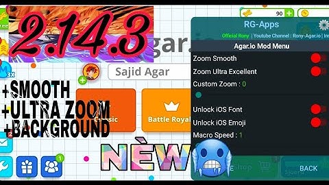 AGAR.IO 2.14.3 MOD MENU APK SMOOTH+BACKGROUND+ZOOM+IOS FONTS(AGAR.IO MOBILE) (TUTORIAL) 100% WORKING
