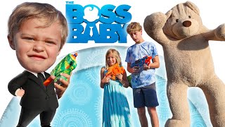 Boss Baby Is Back  - Hero Kidz Nerf Battle vs Creepy Giant Bear