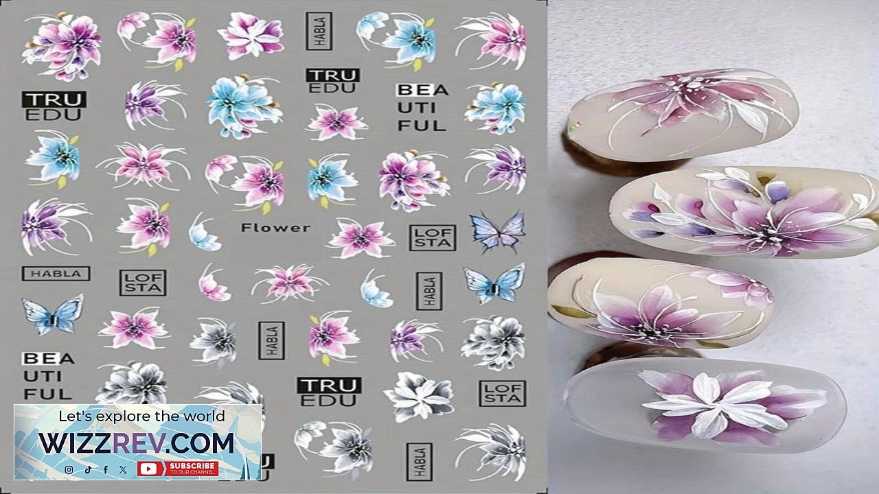 Nail Art Stickers Decals Spring Flowers Floral Petals Butterflies Butterfly 1033