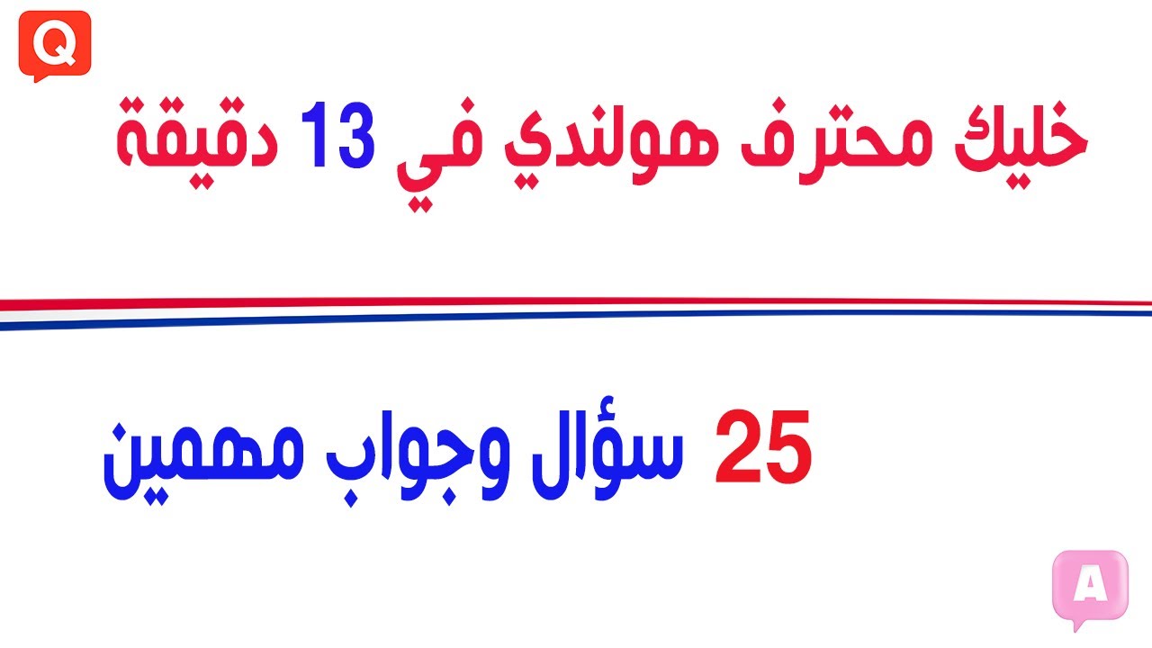 خليك محترف هولندي في 13 دقايق: 25 سؤال وجواب مهمين!👌🌹