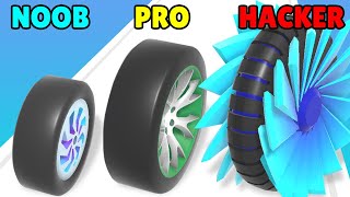 NOOB vs PRO vs HACKER in Wheel Smash Run