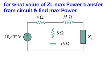 For what value of ZL max Power transfer, find max Power