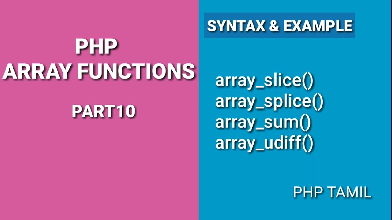 Php Array Function|Part10|PHP TAMIL - YouTube