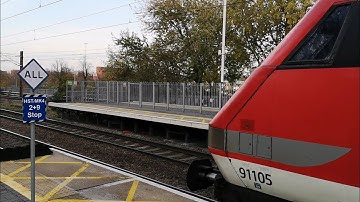 LNER Class 91 (91105) departing Stevenage (including fan start up)