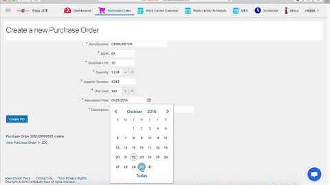 Purchase Order application for JD Edwards using Oracle JET and Orchestrator