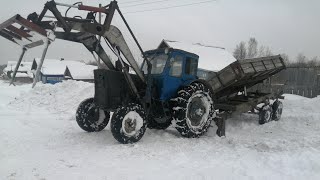 Мтз-50. Борьба со снегом! завозим на тракторе дрова.