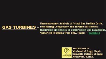 Fluid Machinery | KTU | Gas Turbines | Actual Cycle | Power Output | Thermal Efficiency | S4 | M5 L2