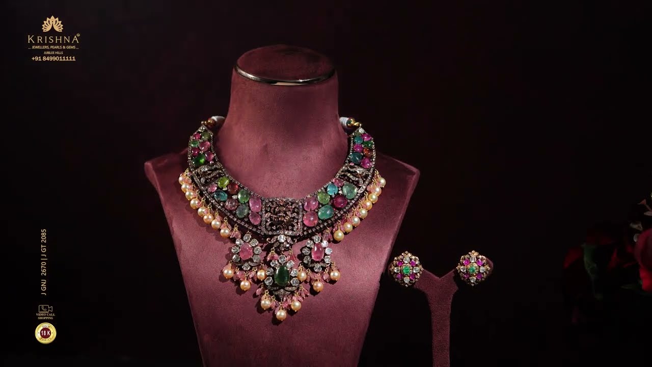 Exquisite Polki Choker Set: Radiant Rubies, Enchanting Emeralds, and Tourmaline Beads Unite