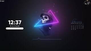 Neon Skull Look to Windows 10/11 using Rainmeter Skins. screenshot 2