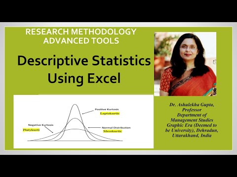 Descriptive Statistics Using Excel(descriptive Statistics)(excel)(skewness)(standard Deviation)